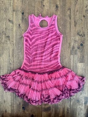 Ooh La La Couture Zebra Pink Tulle Tutu Dress Ruffle Skirt Girls Size 5 I